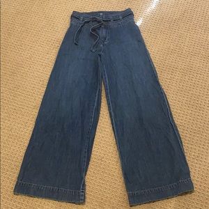 NEW FreePeople Flare Bottom High Waisted Tie Jeans